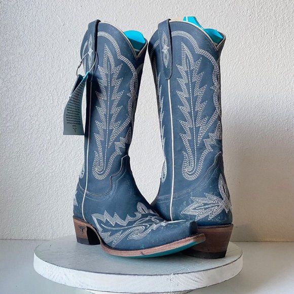 Lane Boots Shoes - NEW Lane LEXINGTON Womens Western Boots 6.5 Blue Cowboy Festival Snip Toe 13"